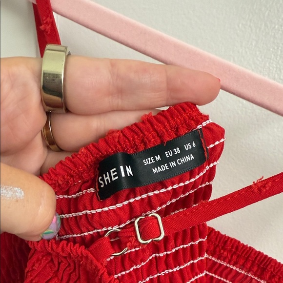 Red Smocked Peplum Top - Picture 5 of 5